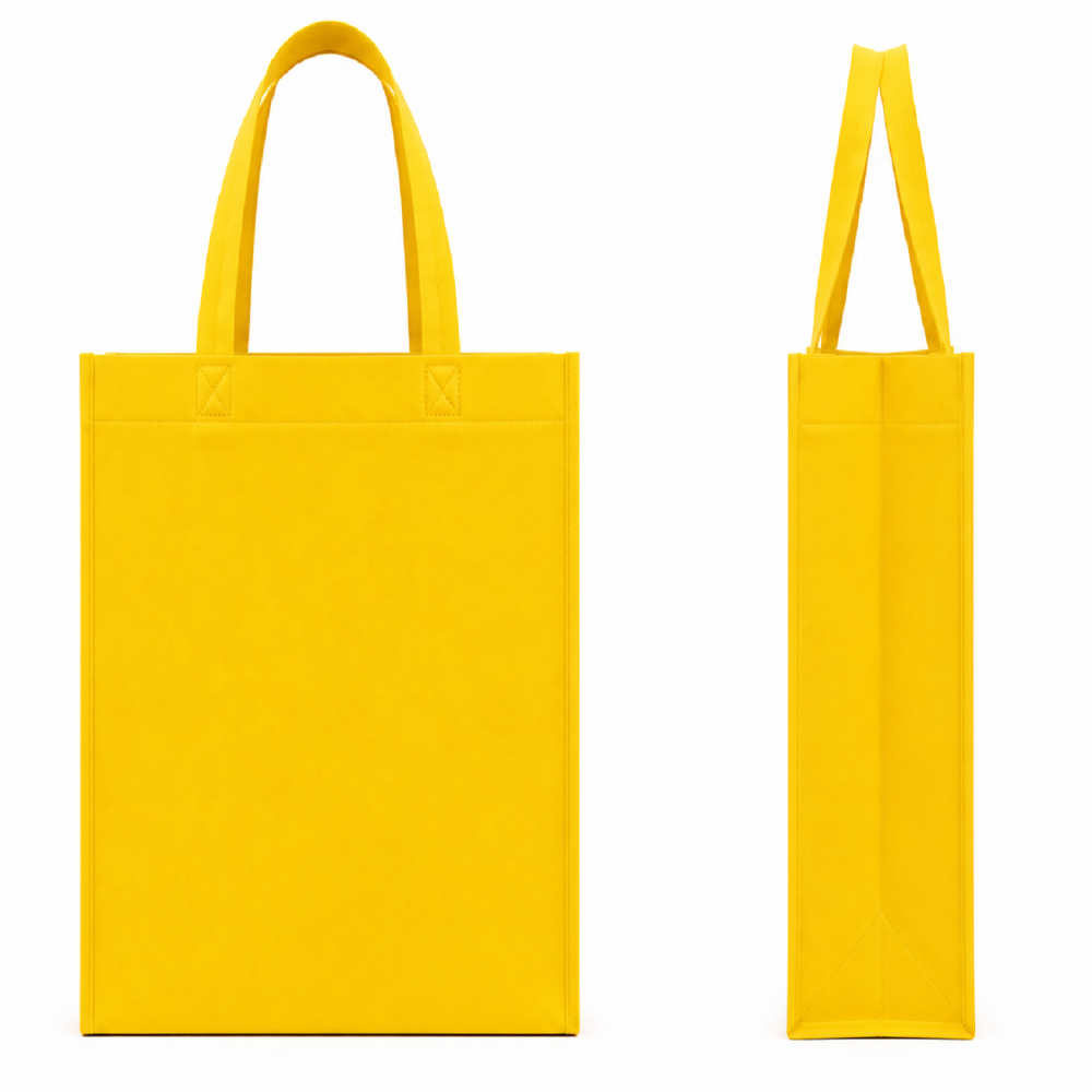 Bolsa ecológica cosida con asas, con fuelle lateral e inferior.