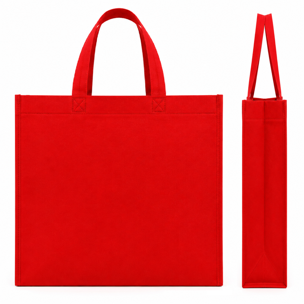 Bolsa ecológica cosida con asas, con fuelle lateral e inferior.